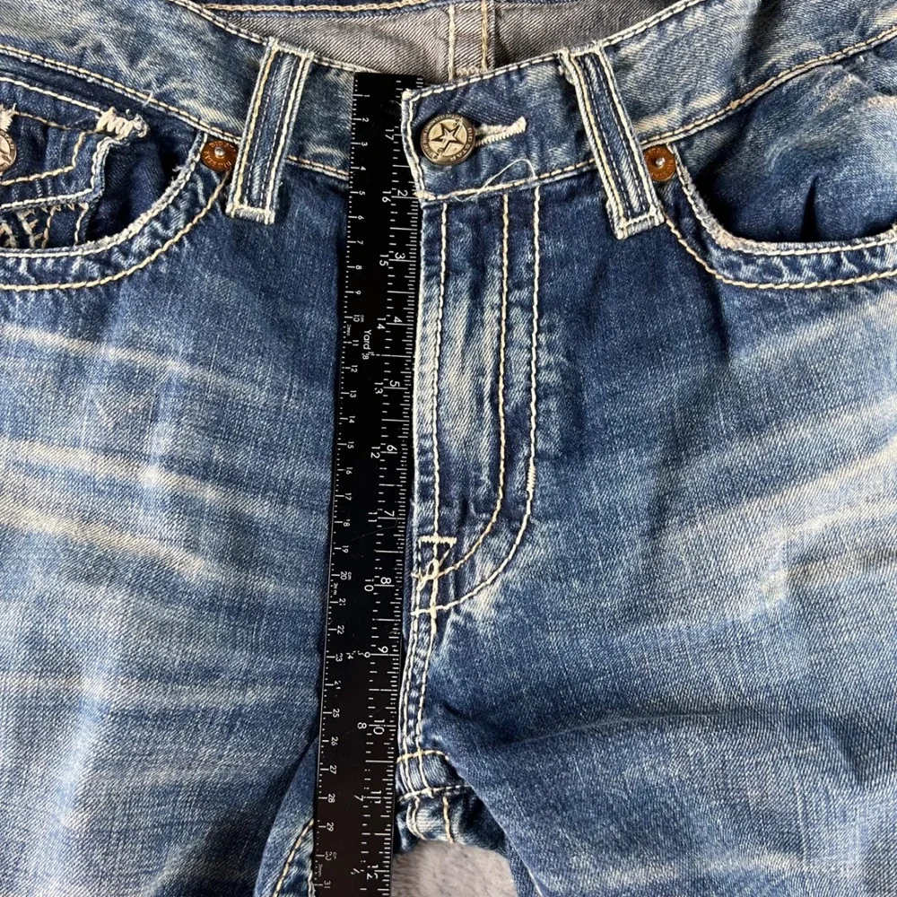 Big Star Union Regular Straight Jeans Mens 33R (34x33) Blue Denim Embroidered